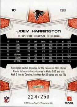 2008 Score - Super Bowl XLIII Light Blue Glossy #10 Joey Harrington Back