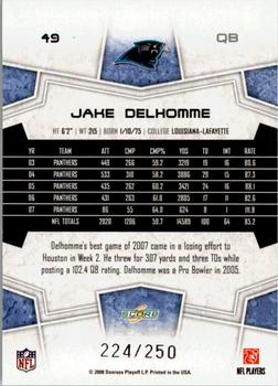 2008 Score - Super Bowl XLIII Light Blue Glossy #49 Jake Delhomme Back