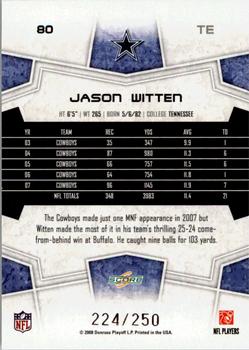 2008 Score - Super Bowl XLIII Light Blue Glossy #80 Jason Witten Back