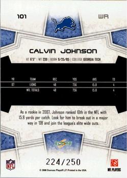 2008 Score - Super Bowl XLIII Light Blue Glossy #101 Calvin Johnson Back