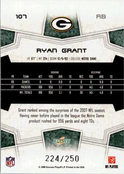2008 Score - Super Bowl XLIII Light Blue Glossy #107 Ryan Grant Back