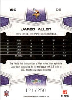 2008 Score - Super Bowl XLIII Light Blue Glossy #156 Jared Allen Back