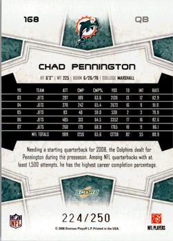 2008 Score - Super Bowl XLIII Light Blue Glossy #168 Chad Pennington Back