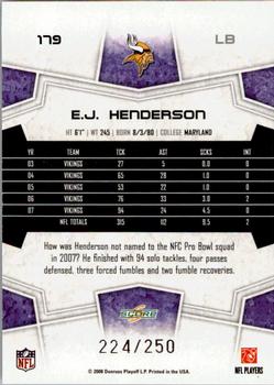 2008 Score - Super Bowl XLIII Light Blue Glossy #179 E.J. Henderson Back