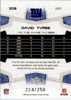 2008 Score - Super Bowl XLIII Light Blue Glossy #208 David Tyree Back