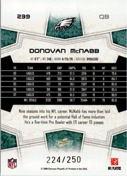 2008 Score - Super Bowl XLIII Light Blue Glossy #239 Donovan McNabb Back