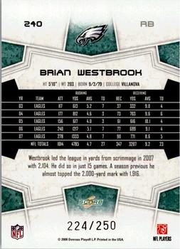 2008 Score - Super Bowl XLIII Light Blue Glossy #240 Brian Westbrook Back