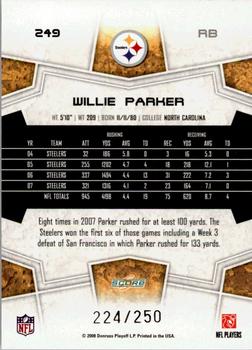 2008 Score - Super Bowl XLIII Light Blue Glossy #249 Willie Parker Back