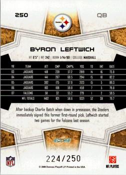 2008 Score - Super Bowl XLIII Light Blue Glossy #250 Byron Leftwich Back