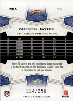 2008 Score - Super Bowl XLIII Light Blue Glossy #264 Antonio Gates Back
