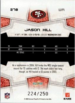 2008 Score - Super Bowl XLIII Light Blue Glossy #278 Jason Hill Back