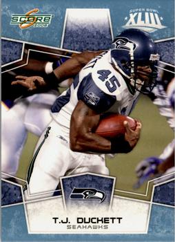 2008 Score - Super Bowl XLIII Light Blue Glossy #279 T.J. Duckett Front