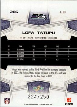 2008 Score - Super Bowl XLIII Light Blue Glossy #286 Lofa Tatupu Back