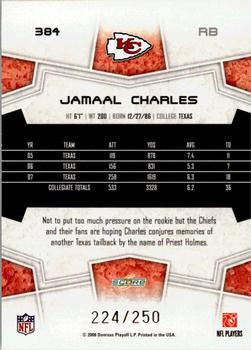 2008 Score - Super Bowl XLIII Light Blue Glossy #384 Jamaal Charles Back