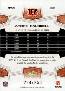 2008 Score - Super Bowl XLIII Light Blue Glossy #396 Andre Caldwell Back