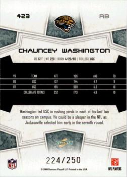 2008 Score - Super Bowl XLIII Light Blue Glossy #423 Chauncey Washington Back