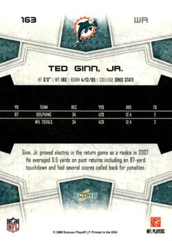 2008 Score - Super Bowl XLIII Gold #163 Ted Ginn Jr. Back