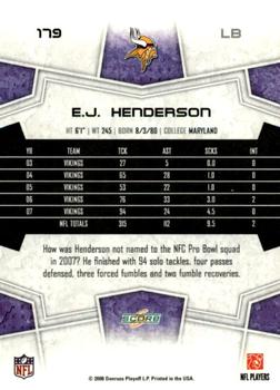 2008 Score - Super Bowl XLIII Gold #179 E.J. Henderson Back