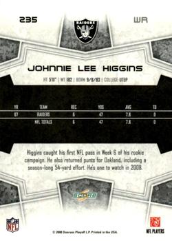 2008 Score - Super Bowl XLIII Gold #235 Johnnie Lee Higgins Back