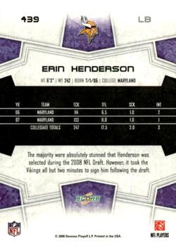 2008 Score - Super Bowl XLIII Gold #439 Erin Henderson Back