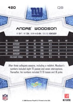 2008 Score - Super Bowl XLIII Gold #420 Andre Woodson Back