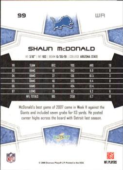 2008 Score - Super Bowl XLIII Green #99 Shaun McDonald Back
