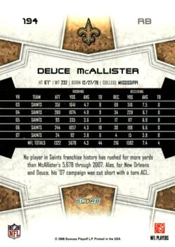 2008 Score - Super Bowl XLIII Green #194 Deuce McAllister Back