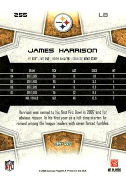 2008 Score - Super Bowl XLIII Green #255 James Harrison Back