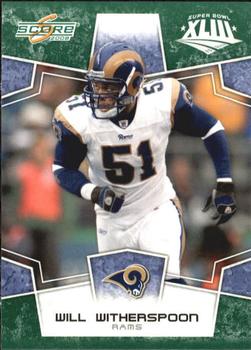 2008 Score - Super Bowl XLIII Green #297 Will Witherspoon Front