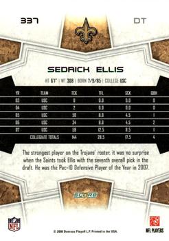 2008 Score - Super Bowl XLIII Green #337 Sedrick Ellis Back