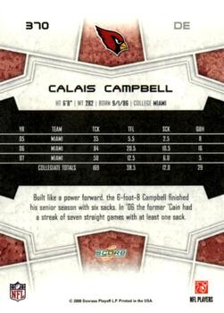 2008 Score - Super Bowl XLIII Green #370 Calais Campbell Back