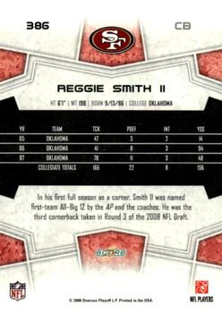 2008 Score - Super Bowl XLIII Green #386 Reggie Smith II Back