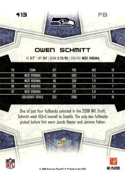 2008 Score - Super Bowl XLIII Green #413 Owen Schmitt Back