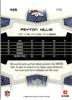 2008 Score - Super Bowl XLIII Green #425 Peyton Hillis Back
