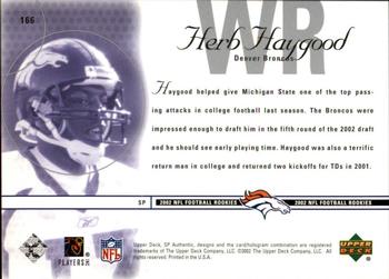 2002 SP Authentic #166 Herb Haygood Back