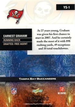 2008 Score - Young Stars Red Zone #YS-1 Earnest Graham Back