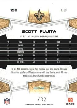 2008 Score Select - Artist's Proof #198 Scott Fujita Back
