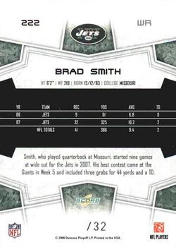 2008 Score Select - Artist's Proof #222 Brad Smith Back