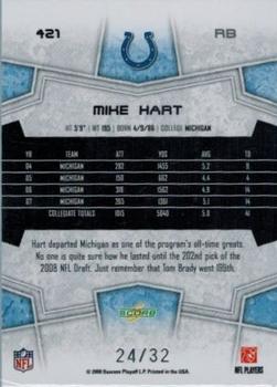 2008 Score Select - Artist's Proof #421 Mike Hart Back
