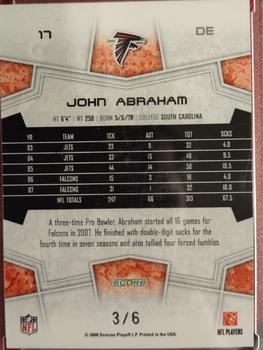 2008 Score Select - End Zone #17 John Abraham Back