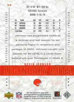 2002 SP Legendary Cuts #17 Kevin Johnson Back