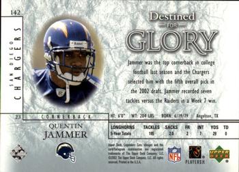 2002 SP Legendary Cuts #142 Quentin Jammer Back