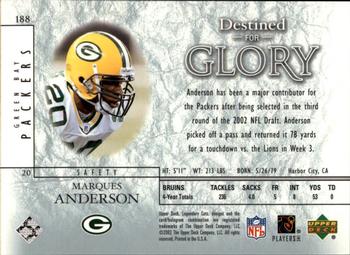 2002 SP Legendary Cuts #188 Marques Anderson Back