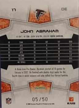 2008 Score Select - Gold Zone #17 John Abraham Back