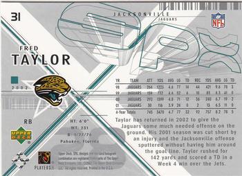 2002 SPx #31 Fred Taylor Back