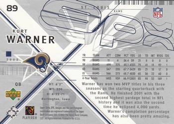 2002 SPx #89 Kurt Warner Back