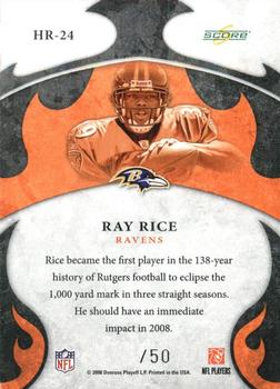 2008 Score Select - Hot Rookies Gold Zone #HR-24 Ray Rice Back