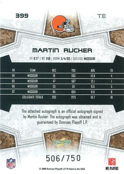 2008 Score Select - Inscriptions #399 Martin Rucker Back