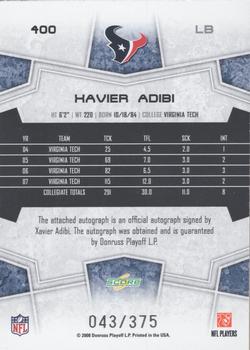 2008 Score Select - Inscriptions #400 Xavier Adibi Back