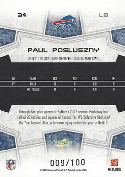 2008 Score Select - Scorecard #34 Paul Posluszny  Back